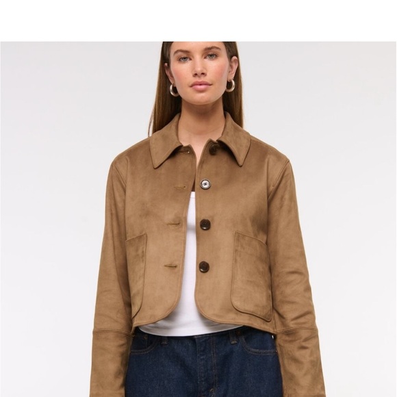 EUC Abercrombie & Fitch Vegan Suede Button-Through Jacket Size XS Brown - Picture 4 of 13